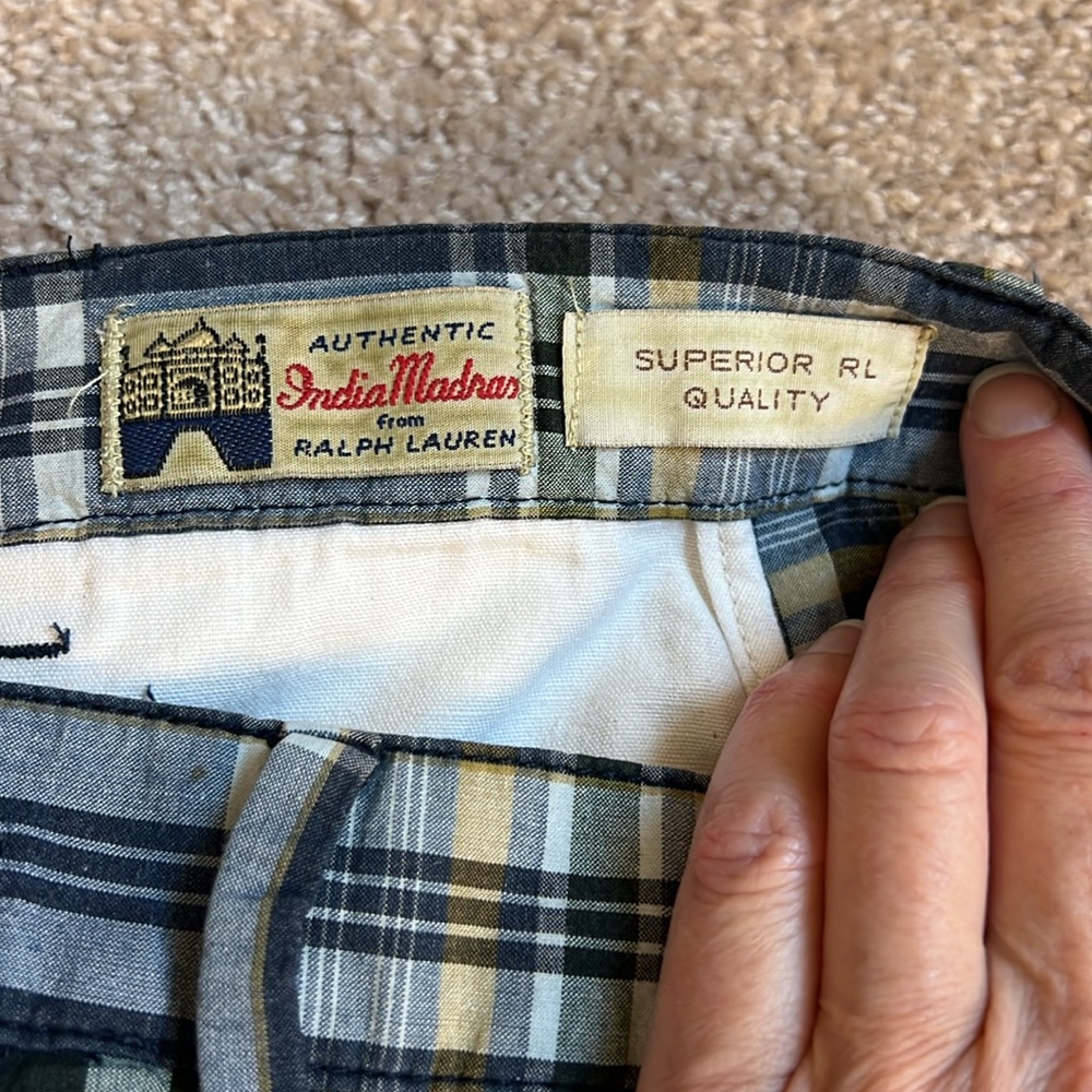 Polo Ralph Lauren Mens Blue Plaid Indian Madras Chino Shorts Size 34 - Picture 8 of 8